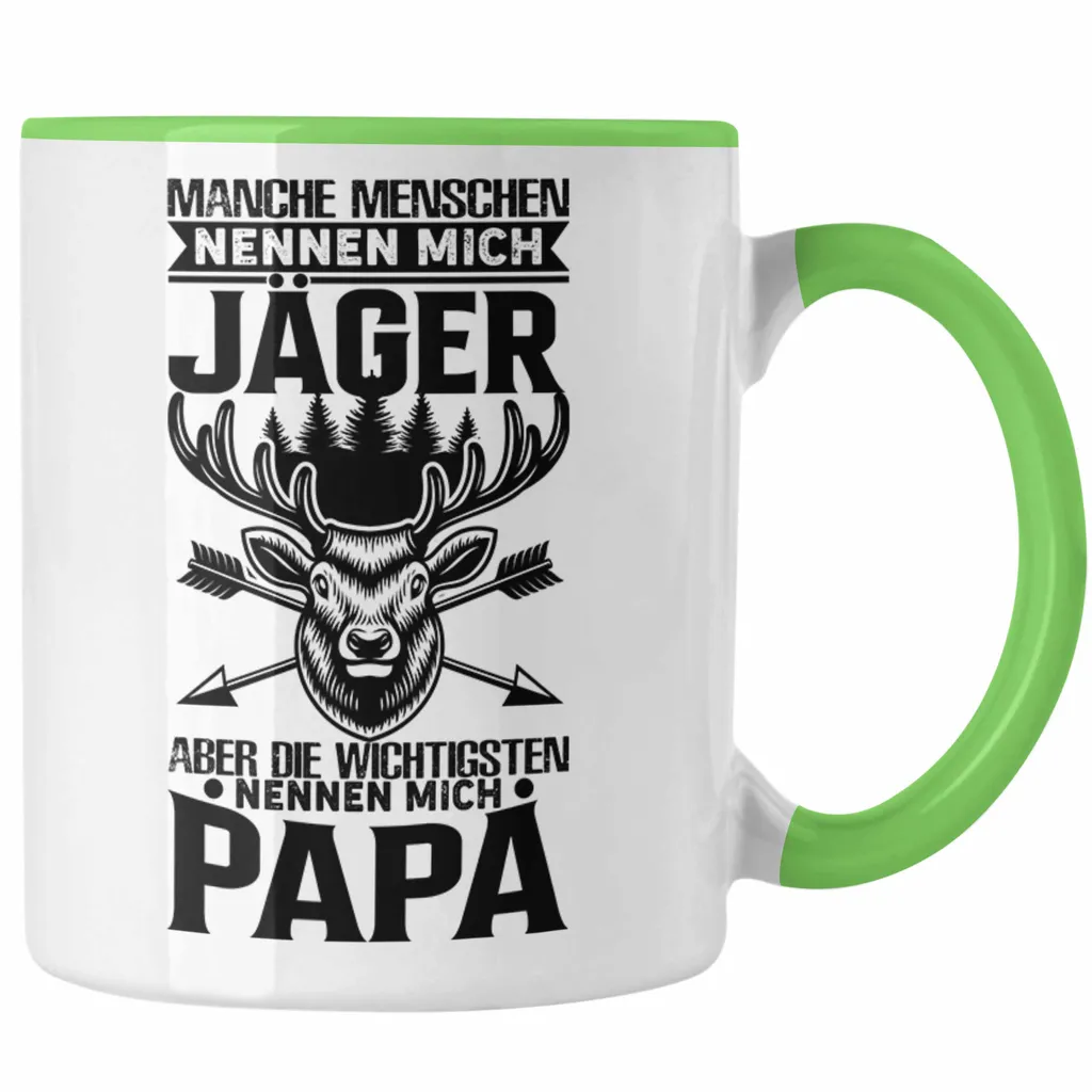 Trendation - Jäger Papa Vater Geschenke für Männer Tasse Geschenkidee Vatertag (Grün)